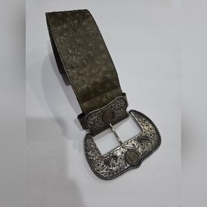 Vintage Silver Buckle Ostrich Leather Belt Sz.S